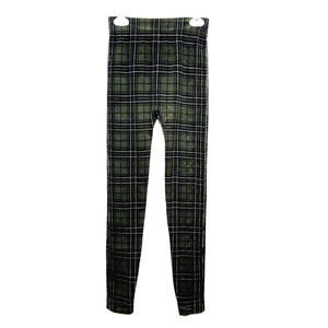 Leggings Yoga Base Layer Ski High Waist Green Plaid Tartin Womens size Small